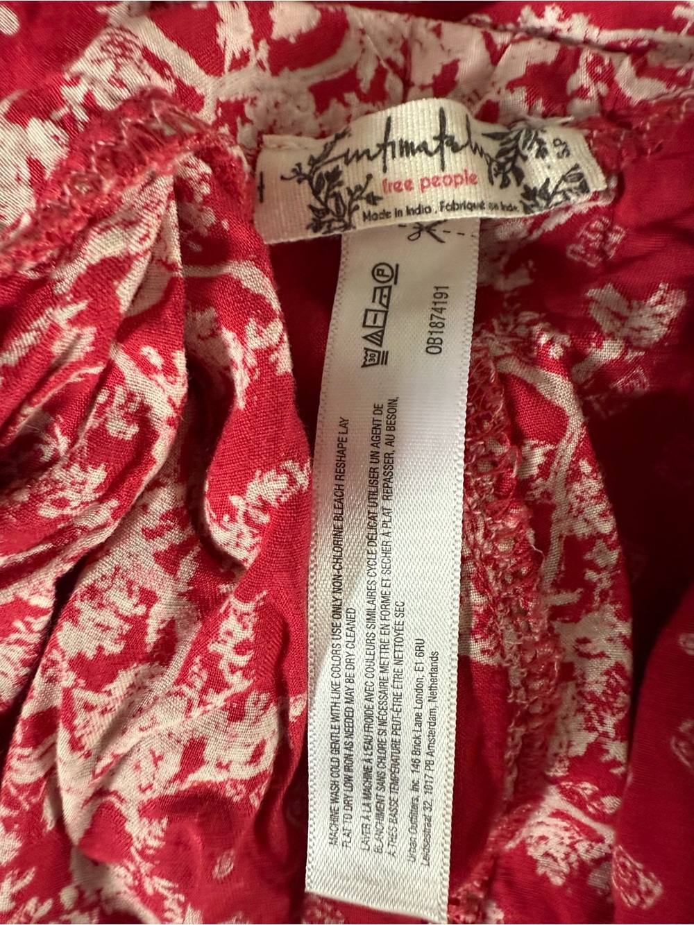 Free People Red Printed Harem Sleep Pants - Picture 5 of 10